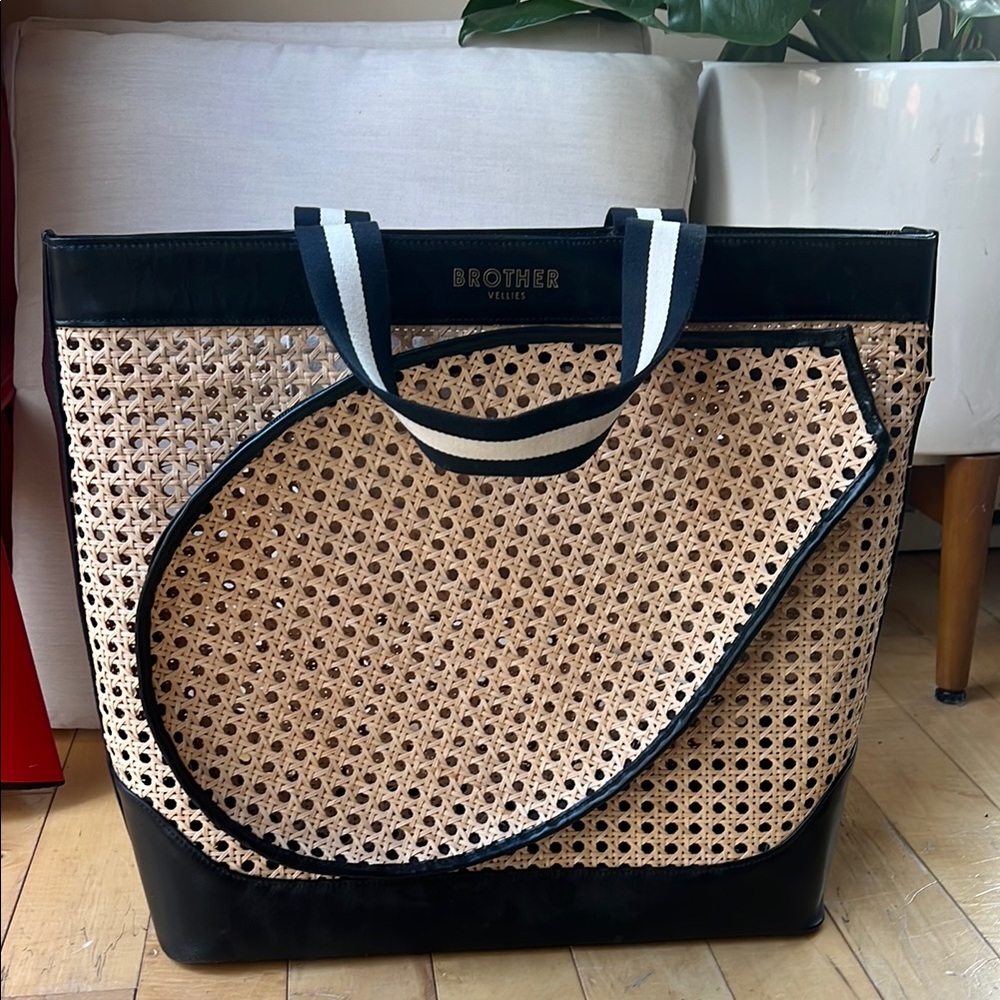 Brother Vellies Black and Tan Woven Racket Bag